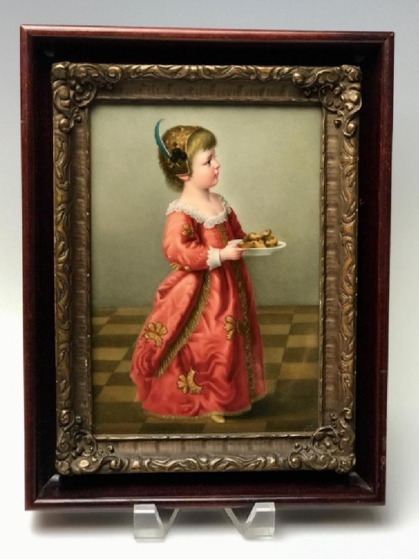 AN IMPOSING BERLIN KPM PORCELAIN PLAQUE: Circa 1880. Porcelain plaque measures 9.5" x 6.5" without the frame. Excellent condition. Estimate $4.000-5.000
