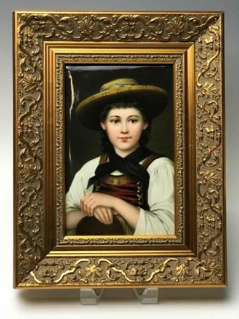 A VERY FINE BERLIN KPM PORCELAIN PLAQUE: Circa 1880. Porcelain plaque measures 8.5" x 6.5" without the frame. Excellent condition. Estimate $3.000-4.000