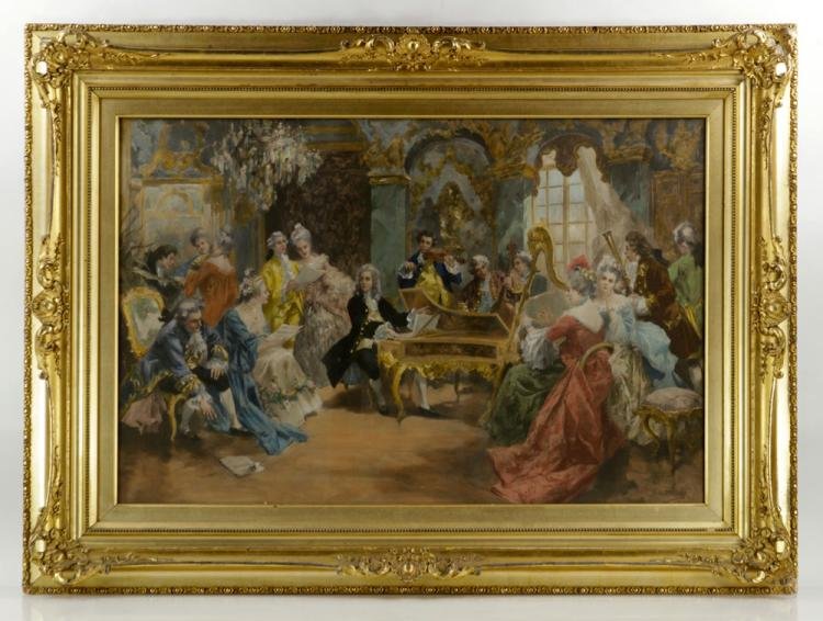 V. DE PAREDES , LOUIS XVI MUSIC ROOM COLORED PRINT (1 of 6)