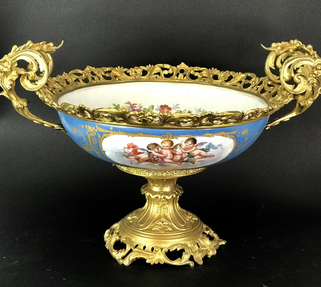 19TH C. ORMOLU MOUNTED SEVRES PORCELAIN BOWL