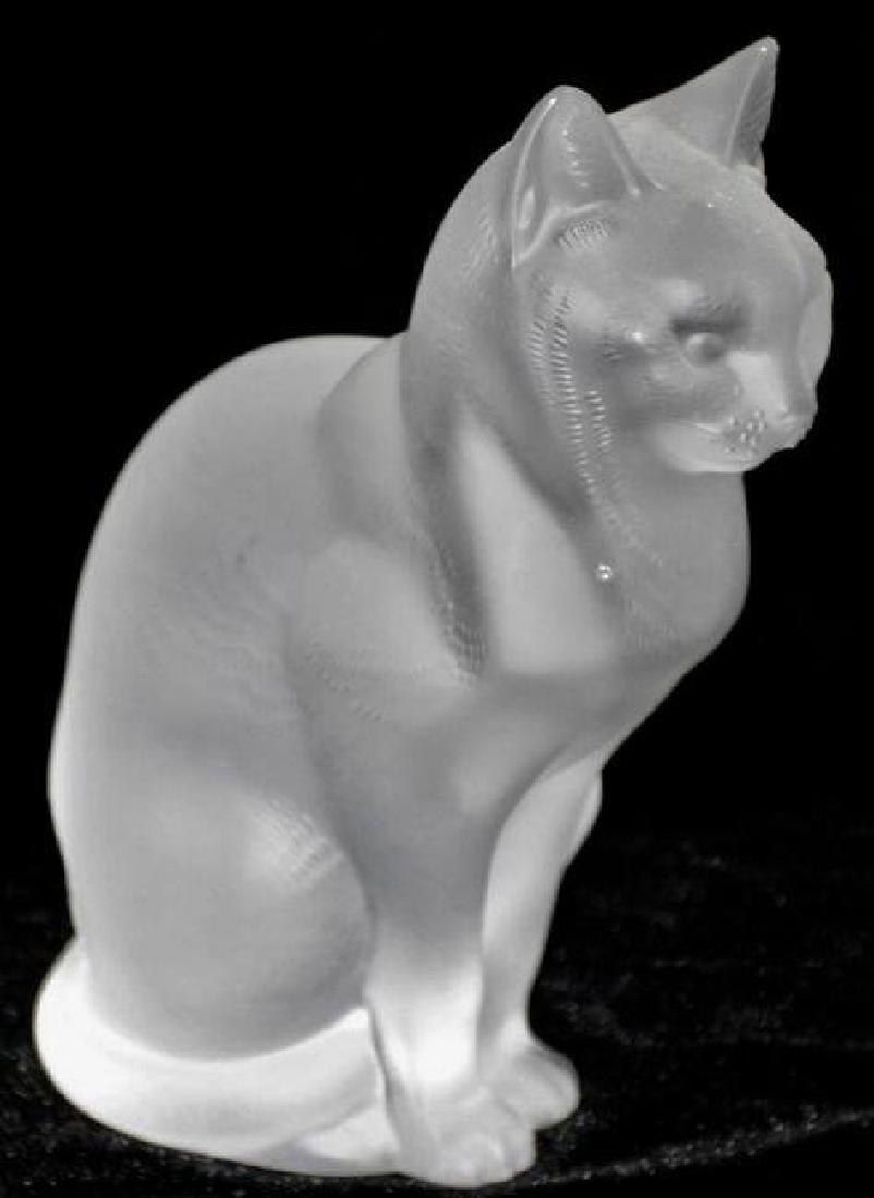 LALIQUE FRENCH CRYSTAL FIGURE OF A SEATED CAT (1 of 1)