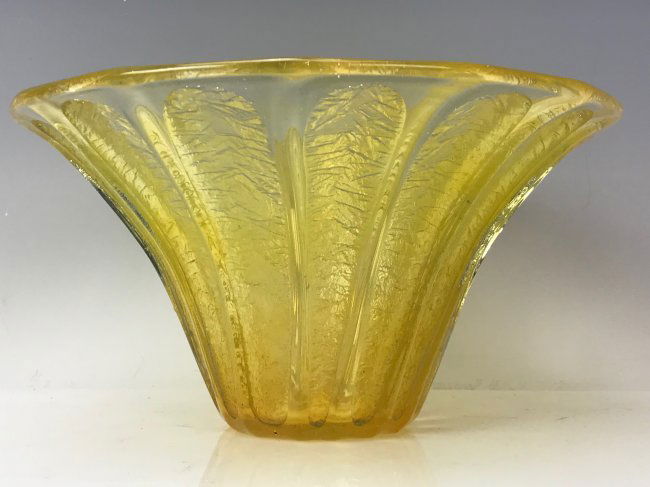 ART DECO DAUM NANCY VASE: Measures 10" D. 5.5" High. Good condition. Estimate $800-1.000