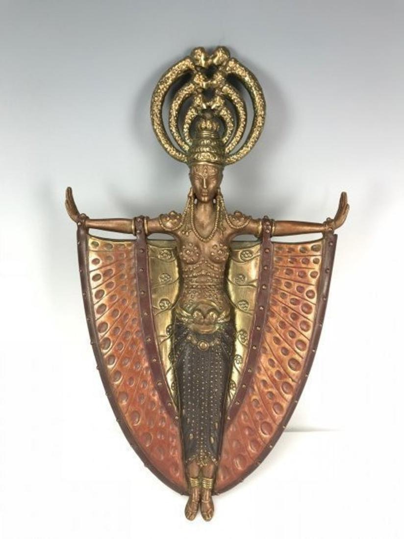 ERTE ENAMELED BRONZE MIRROR: Limited edition, signed and dated 1985. Measures 12" High. Estimate $1.500-2.000