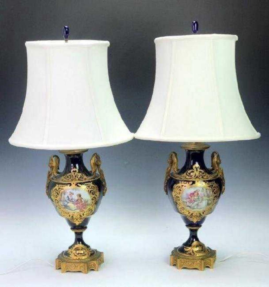 PAIR OF ORMOLU MOUNTED SEVRES LAMPS (1 of 2)
