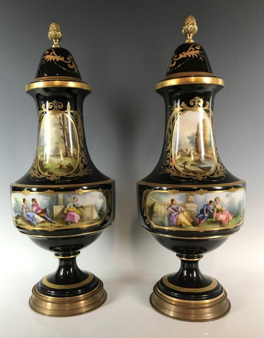 A PAIR OF 19TH C. SEVRES PORCELAIN VASES (1 of 4)