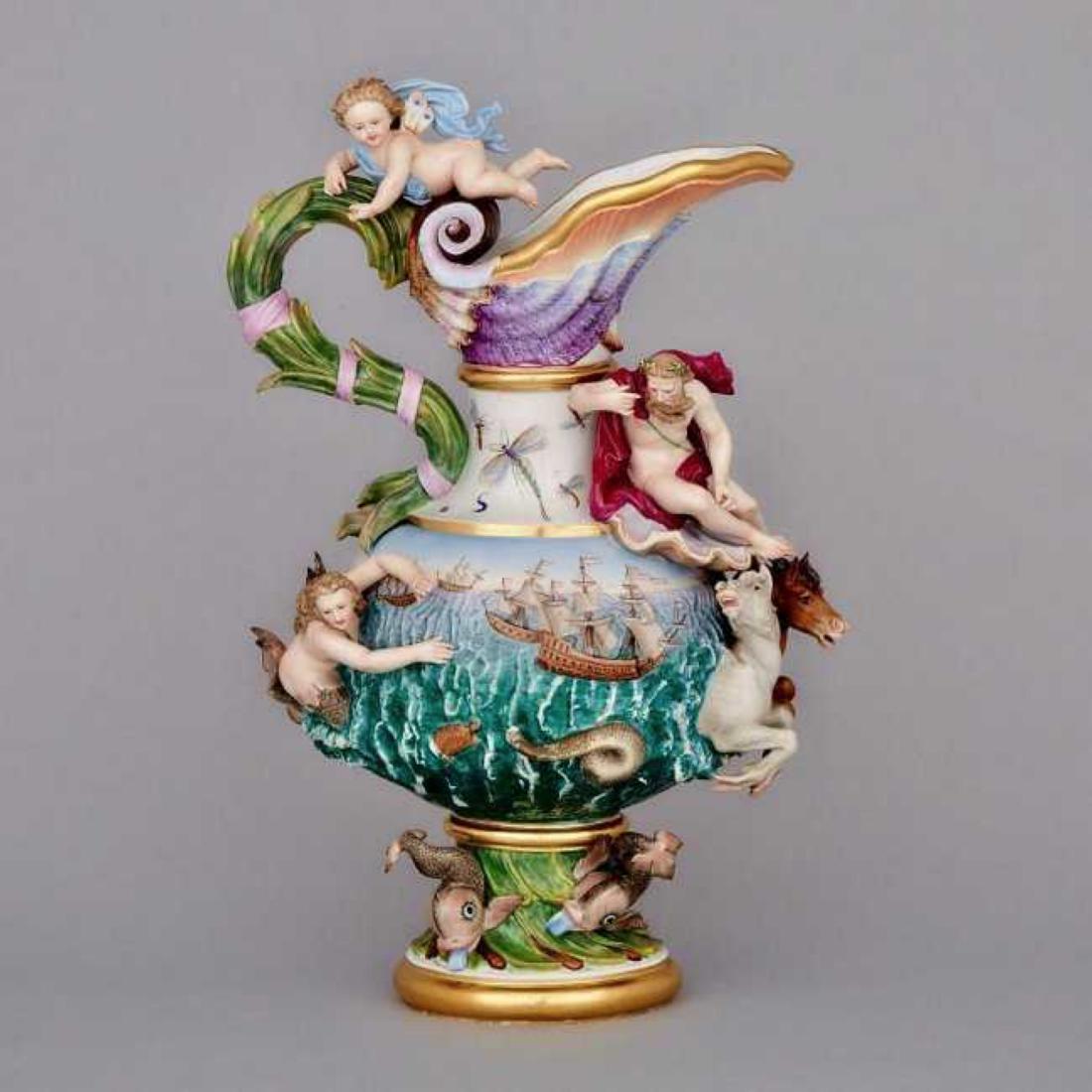 19TH C. MEISSEN EWER DEPICTING WATER (1 of 2)
