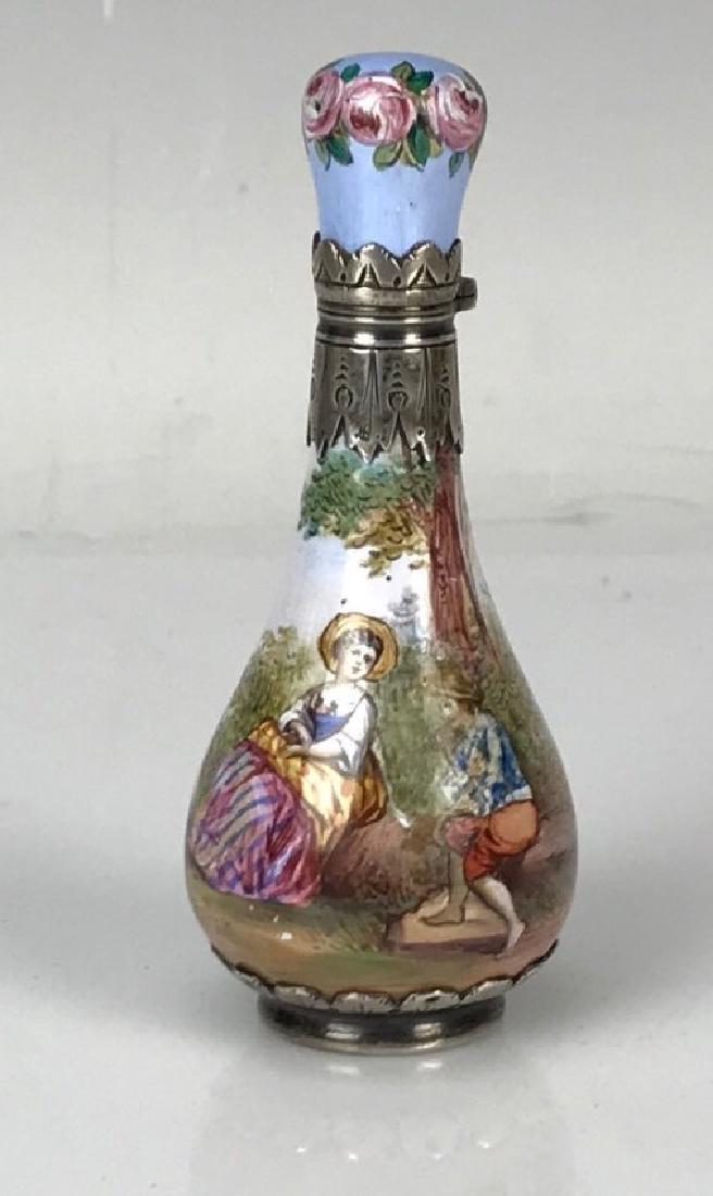 19TH C. VIENNESE ENAMEL SILVER PERFUME BOTTLE (1 of 4)