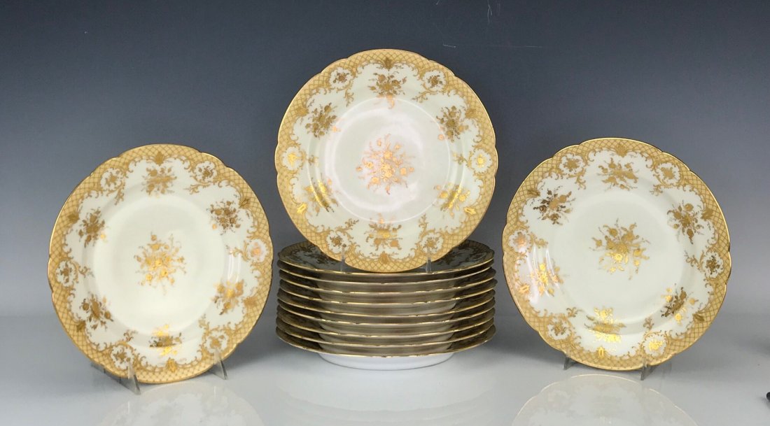 SET OF 12 GILT LAMB DRESDEN DINNER PLATES (1 of 3)