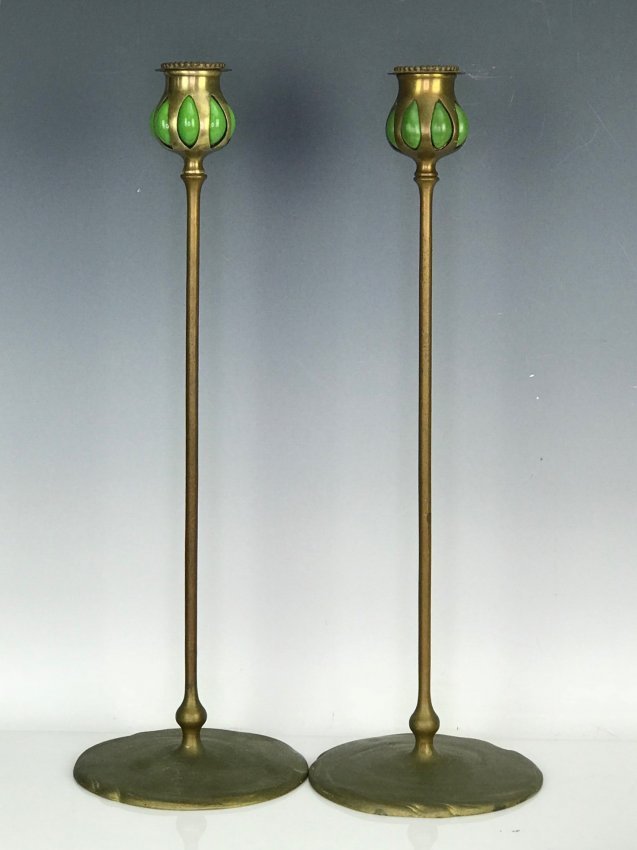 A PAIR OF TIFFANY CANDEL HOLDERS (1 of 3)