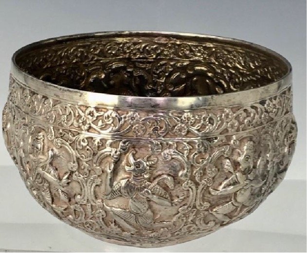 ANTIQUE BURMESE SILVER BOWL (1 of 3)