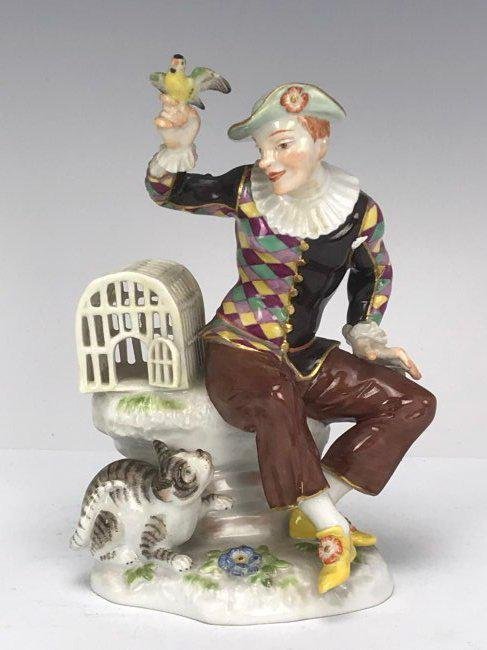 A MEISSEN HARLEQUIN FIGURE (1 of 7)