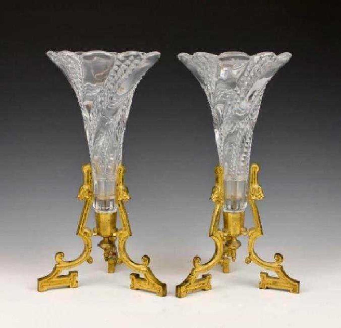 PAIR OF ORMOLU MOUNTED BACCARAT CRYSTAL VASES (1 of 4)