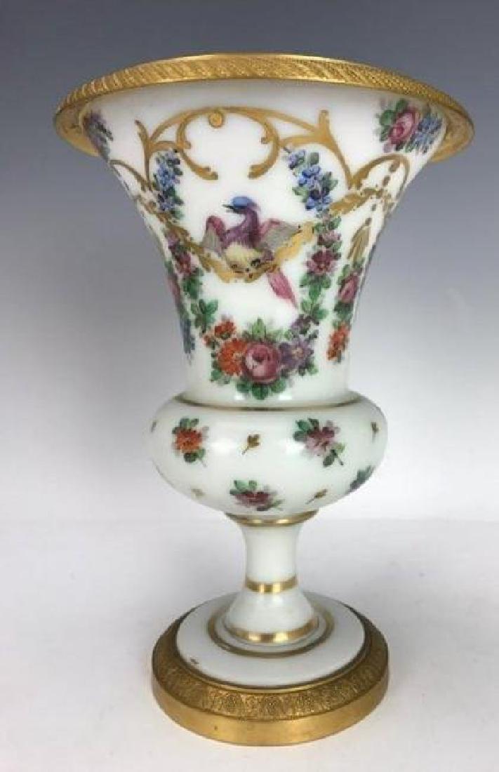 19TH C. ORMOLU MOUNTED BACCARAT OPALINE GLASS VASE: Measures 9" High. Excellent condition Estimate $800-1.000