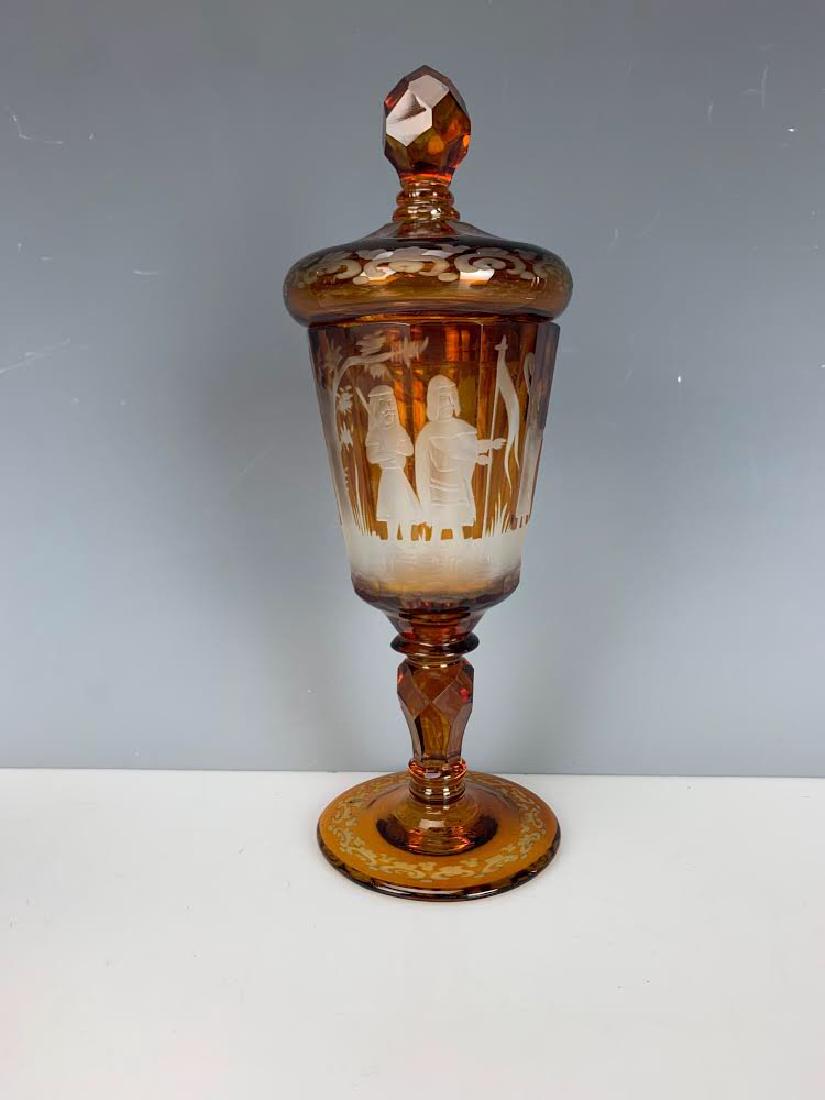 ANTIQUE MOSER GLASS POKAL: Circa 1920. Measures 8" High. Excellent condition. Estimate $250-300