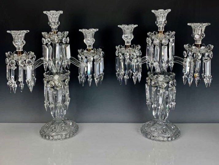 PAIR OF ANTIQUE BACCARAT 3 LIGHTS CANDELABRA (1 of 5)