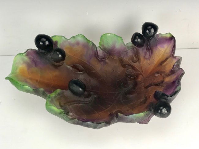 A VERY LARGE DAUM PATE DE VERRE BOWL: Measures 12" L. X 9" W. SIGNED Daum. Excellent condition. Estimate $600-800
