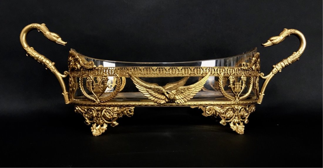 LARGE DORE BRONZE AND BACCARAT GLASS CENTERPIECE (1 of 4)