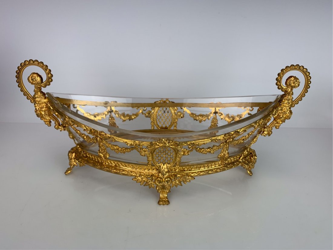 LARGE DORE BRONZE AND BACCARAT GLASS CENTERPIECE (1 of 3)