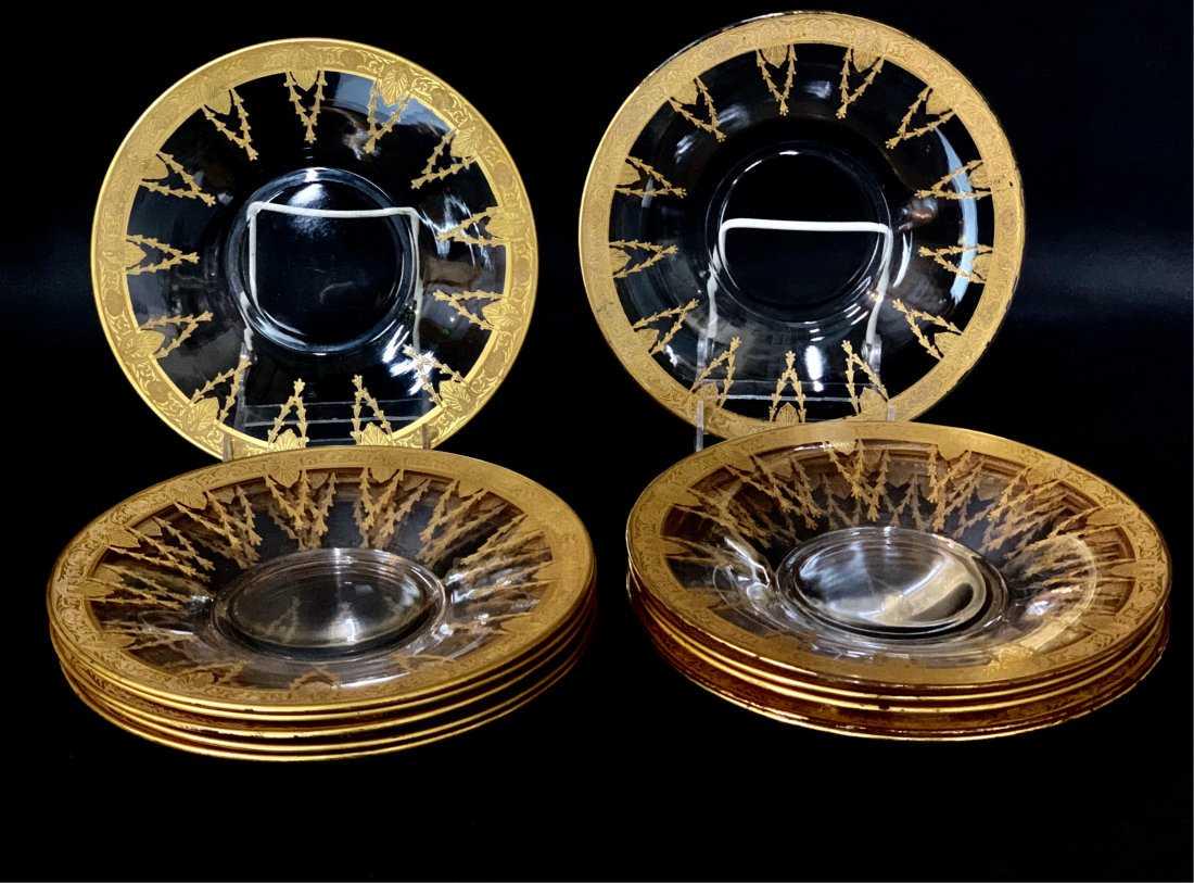 SET OF 12 GILT SAINT LOUIS GLASS PLATES (1 of 2)