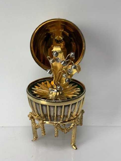 24KT GOLD OVER STERLING SILVER JEWELED FABERGE EGG (1 of 4)
