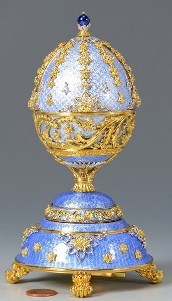 IMPERIAL FABERGE STERLING SILVER ENAMEL MUSICAL EGG (1 of 4)