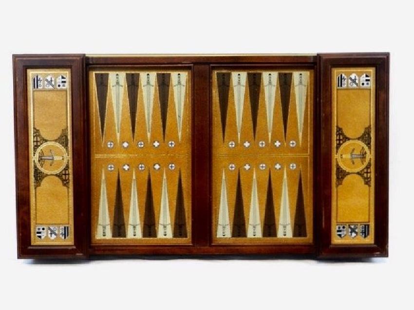 FRANKLIN MINT EXCALIBUR BACKGAMMON SET: Complete set. Estimate $600-800