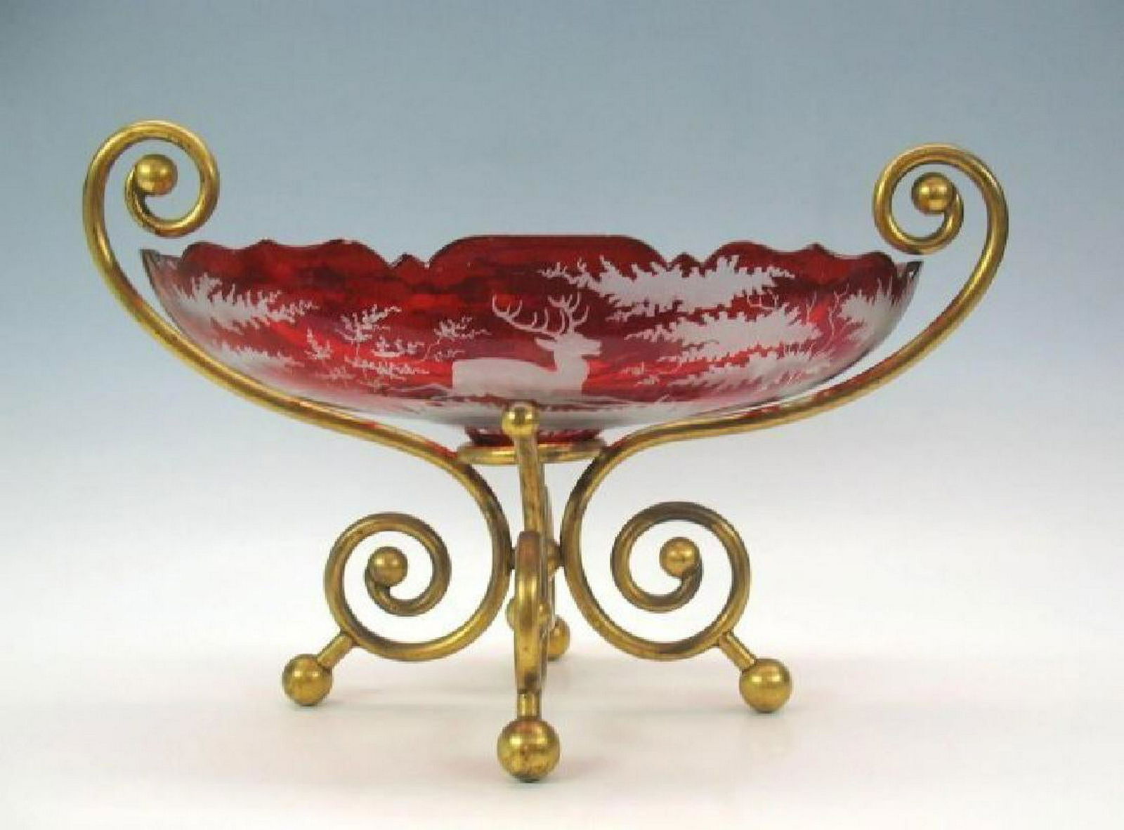 A LARGE ORMOLU MOUNTED MOSER GLASS CENTERPIECE (1 of 2)