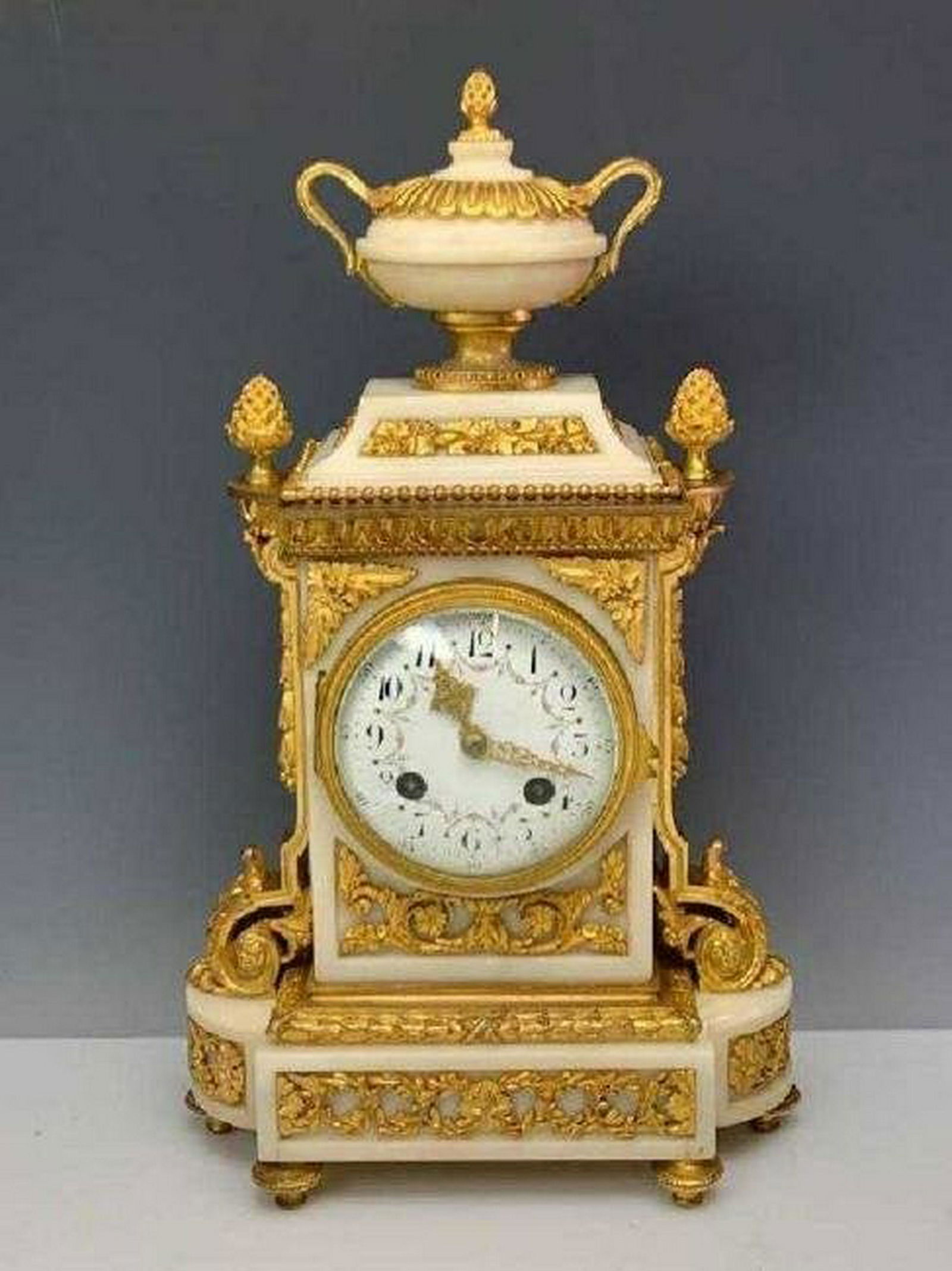 19TH C. FRENCH DORE BRONZE AND MARBLE CLOCK (1 of 3)