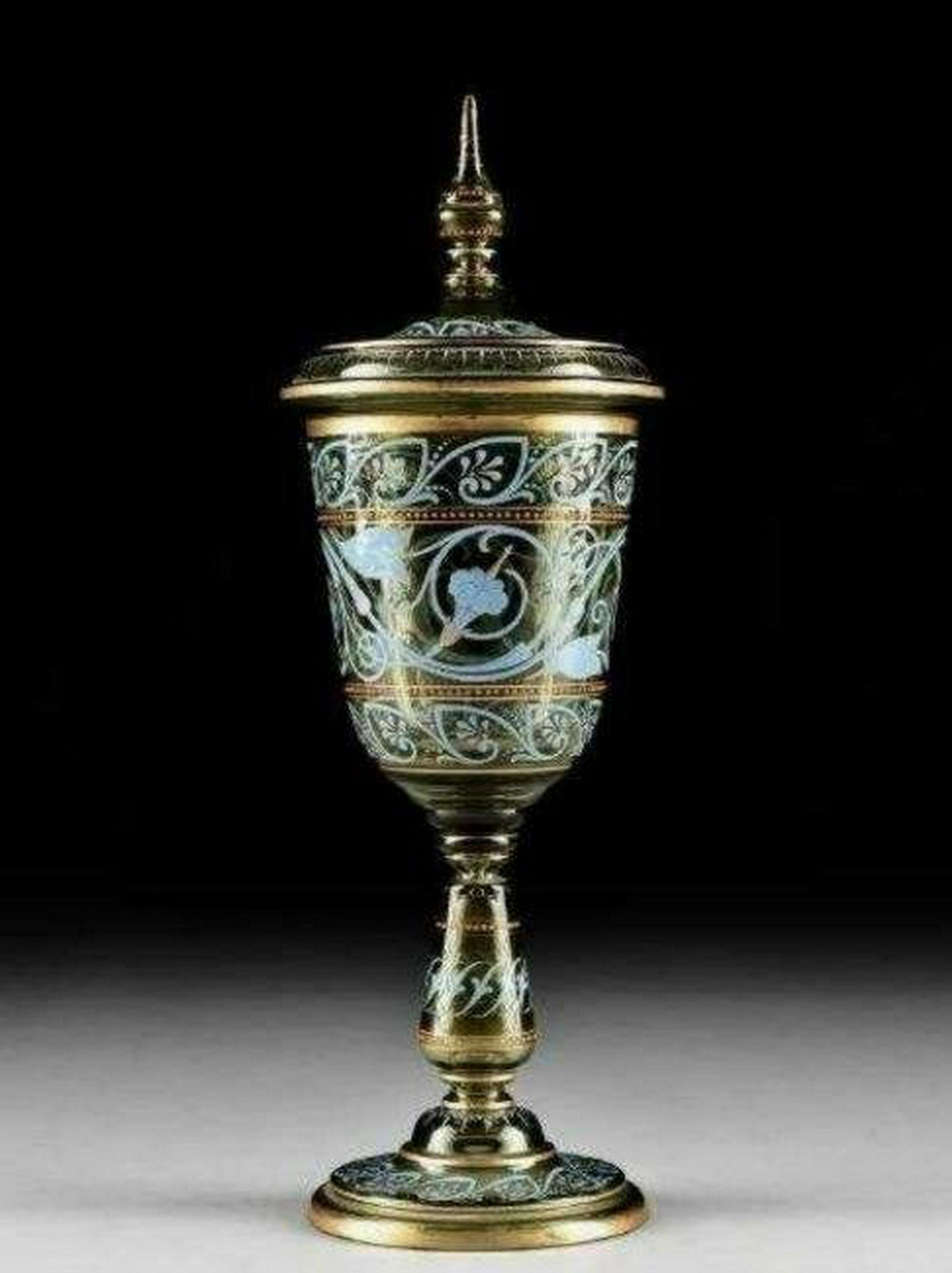 LARGE ENAMELED MOSER POKAL CIRCA 1900: Measures 16" High. Good condition. Estimate $600-800