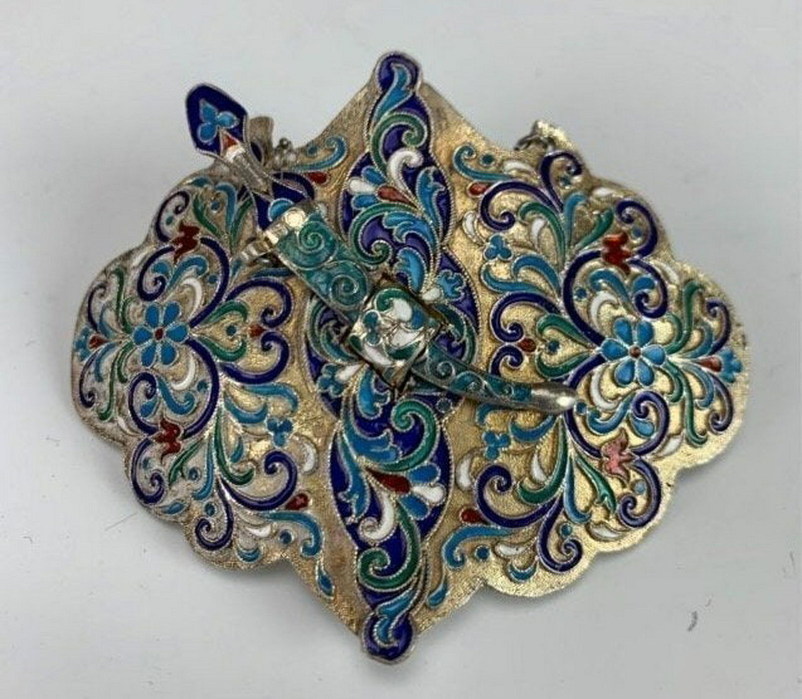 GILT RUSSIAN ENAMEL SILVER BUCKLE (1 of 3)