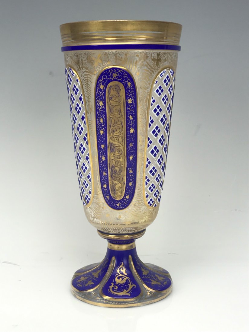 19TH C. MOSER OVERLAY GLASS: Measures 6.5 inches. Excellent condition. Estimate $500-600