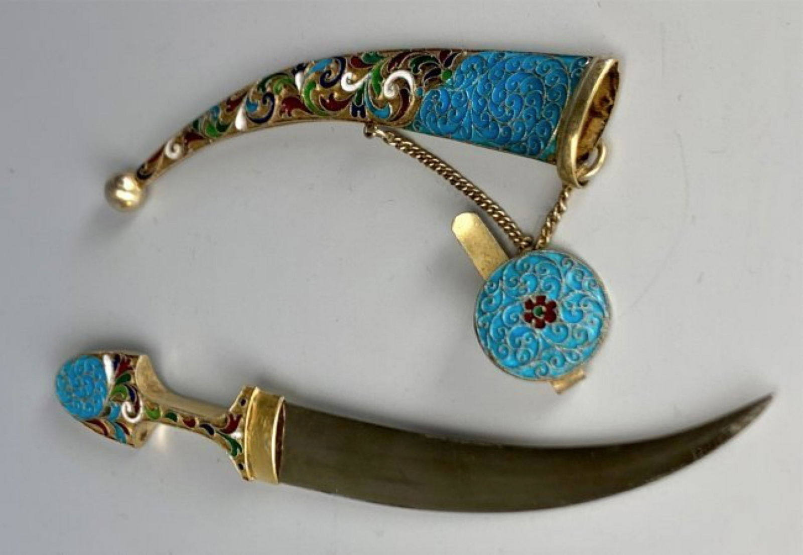 RUSSIAN ENAMEL SILVER DAGGER PIN (1 of 2)