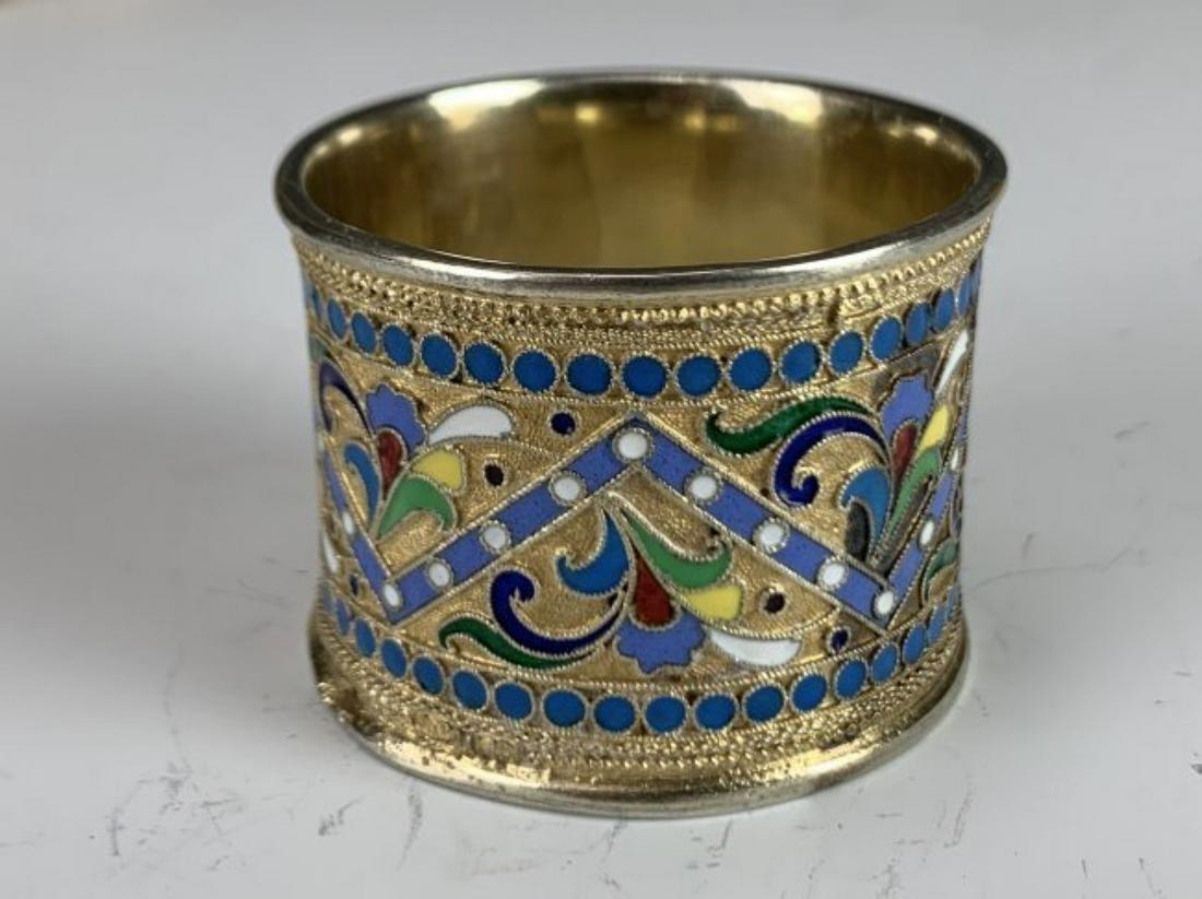 RUSSIAN ENAMEL SILVER NAPKIN HOLDER (1 of 2)