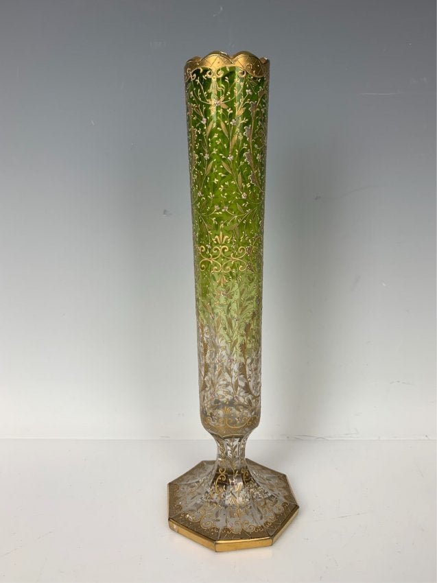 AN IMPOSING ENAMELED MOSER VASE (1 of 3)