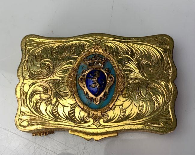 ITALIAN SILVER GILT & ENAMEL POWDER BOX (1 of 3)