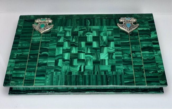 A LARGE RUSSIAN MALACHITE BOX (1 of 3)