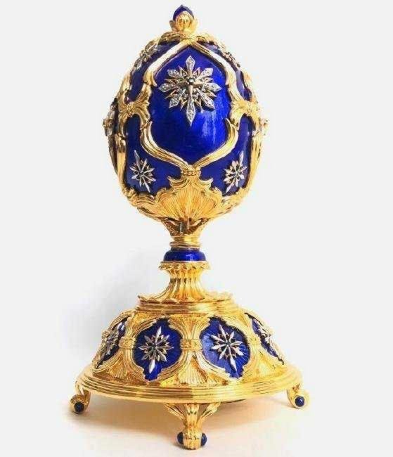 FABERGE STERLING SILVER AND DIAMOND INLAID MUSICAL EGG (1 of 6)