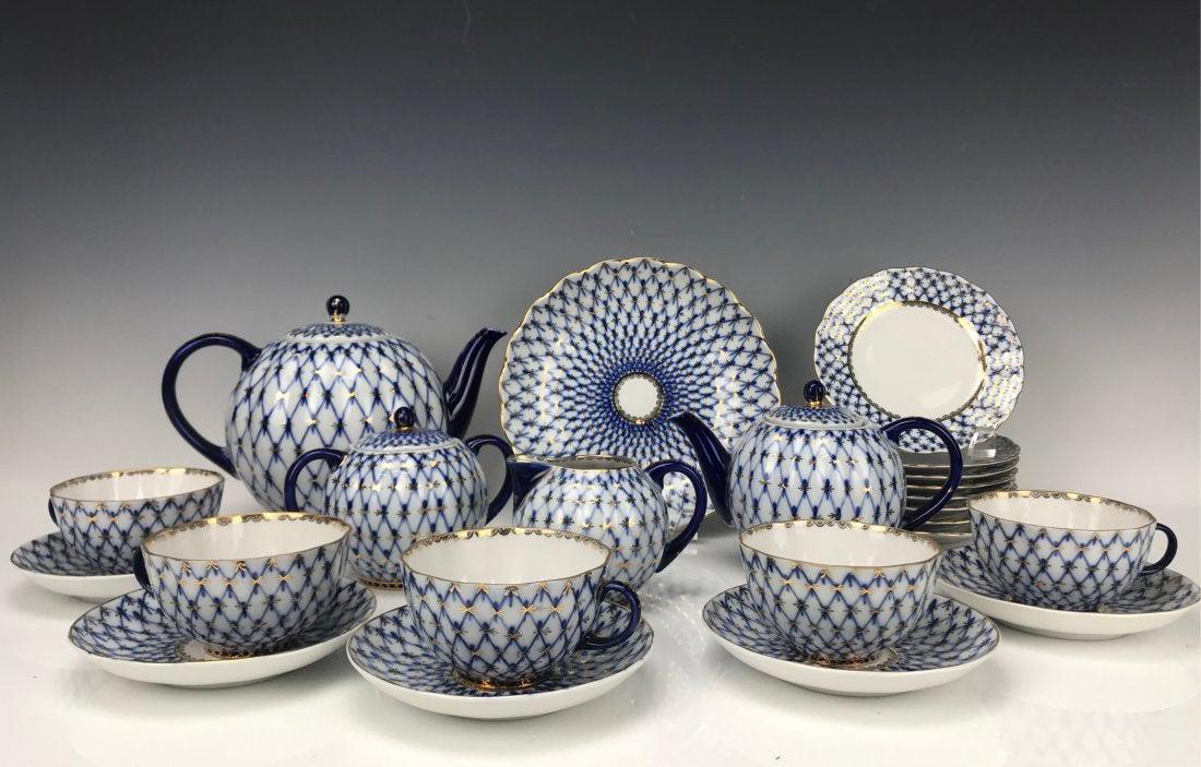 RUSSIAN IMPERIAL LOMONOSOV PORCELAIN TEA SET (1 of 6)