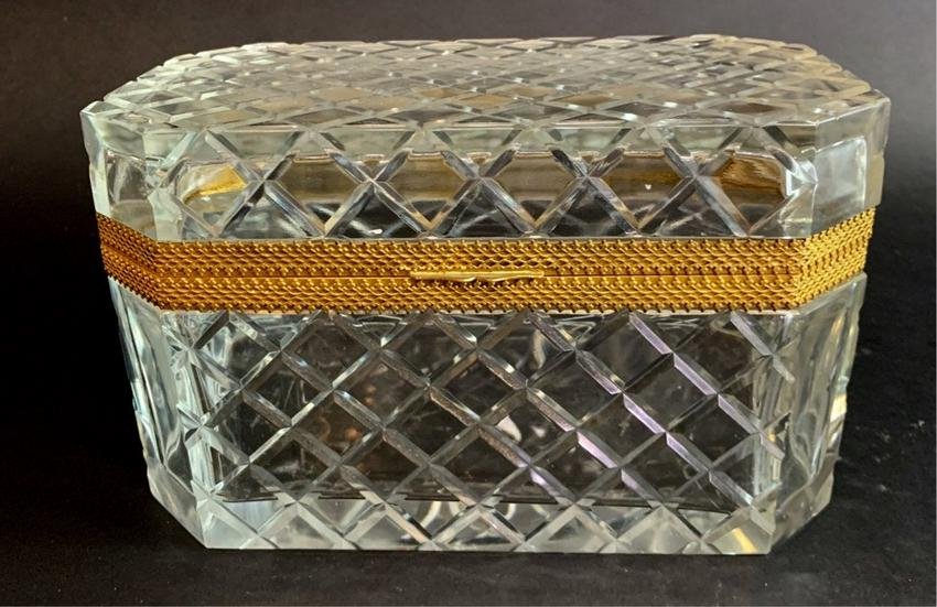 A LARGE ORMOLU MOUNTED BACCARAT JEWELRY BOX (1 of 2)