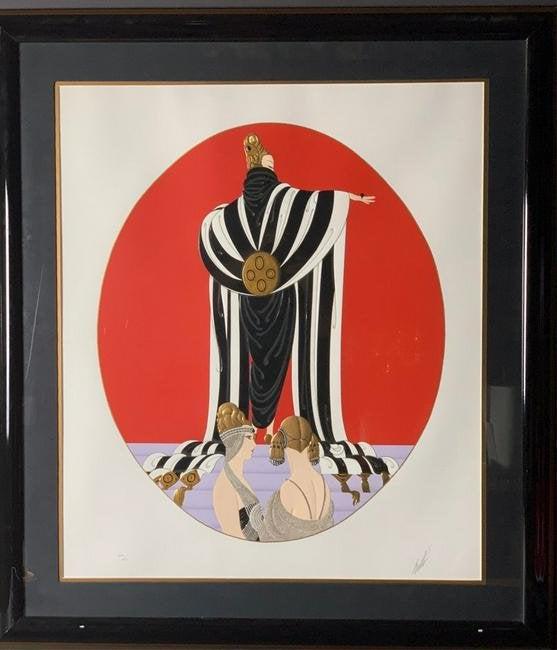LARGE ERTE PRINT "WOMAN WITH A FANCY SHAWL (1 of 5)