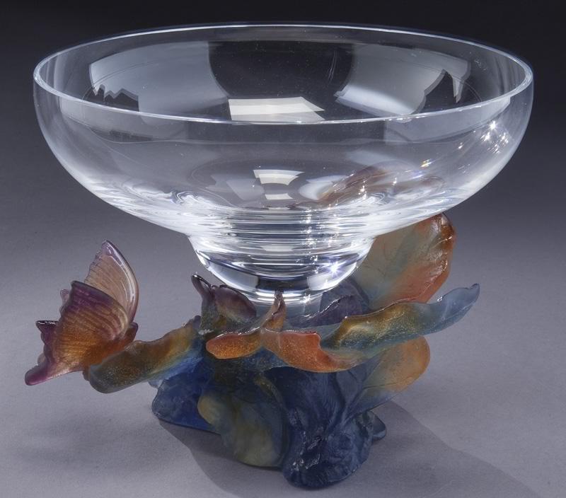 A DAUM PATE DE VERRE BOWL: Signed Daum France, measures 6 inches high, 8 inches diameter. Excellent condition. Estimate $600-800