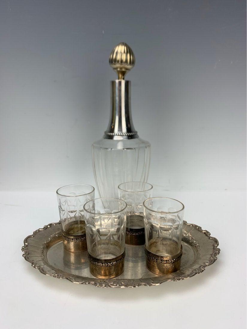 FRENCH STERLING SILVER AND BACCARAT LIQUOR SET (1 of 4)