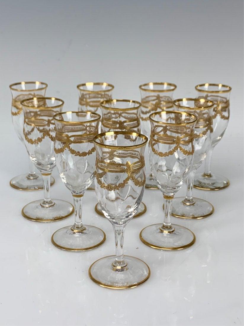 SET OF 10 GILT SAINT LOUIS GLASSES (1 of 3)