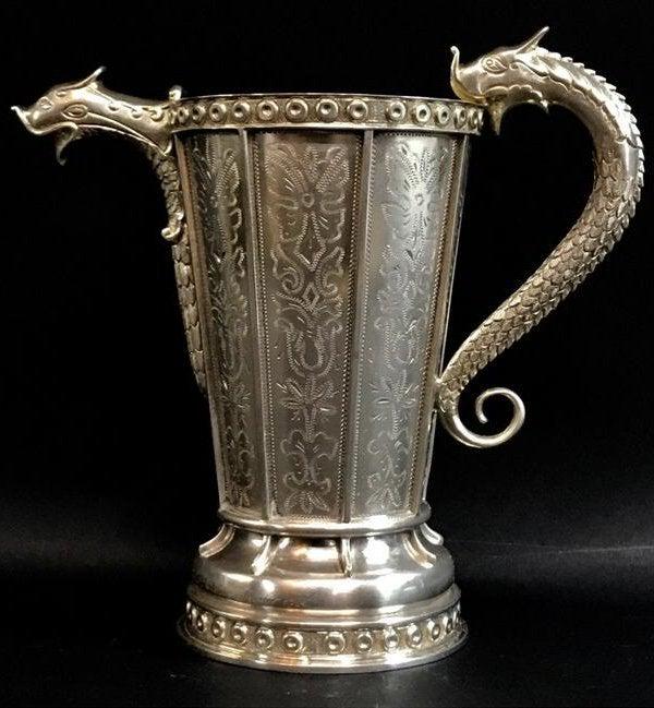 TANE ORFEBRES PARTIAL GILT STERLING WATER PITCHER: Measures 8-5/8 x 9-1/2 inches (21.9 x 24.1 cm) 30.19 troy ounces . Good condition. Estimate $1.200-1.500