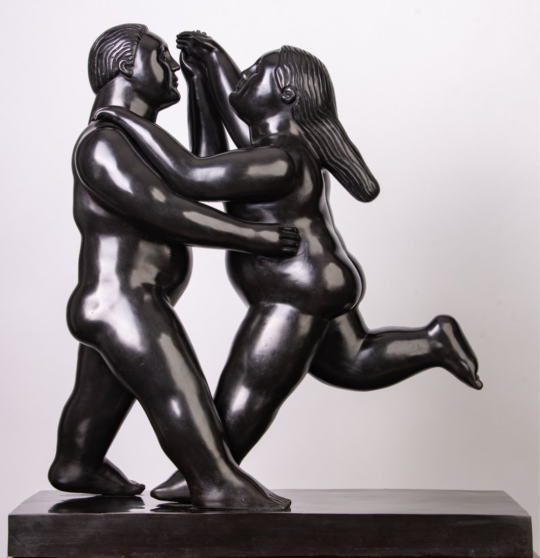 VERY LARGE BOTERO BRONZE OF DANCERS: FERNANDO BOTERO "Nude Dancers" BRONZE SCULPTURE. SEALED, SIGNED & NUM. 1/8 HUGE 25 in. High. Estimate $8.000-10.000
