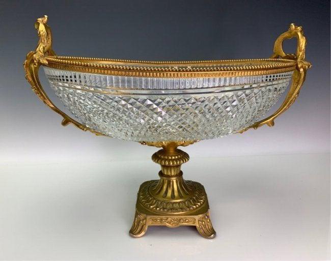 A LARGE DORE BRONZE MOUNTED BACCARAT CENTERPIECE: Circa 1900. Measures 18 inches Long. Excellent condition. Estimate $2.000-2.500