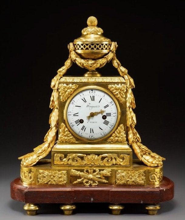 19TH C. DORE BRONZE MOUNTED & ROUGE MARBLE CLOCK (1 of 1)