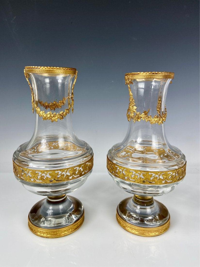 A LARGE PAIR OF ORMOLU MOUNTED BACCARAT VASES (1 of 2)