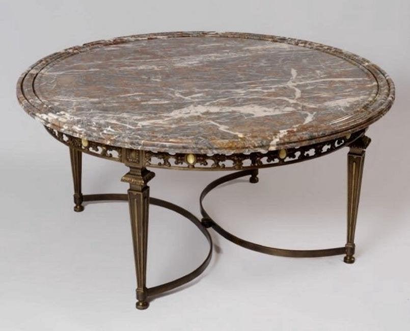 MID CENTURY DORE BRONZE AND MARBLE TOP COFFEE TABLE (1 of 1)