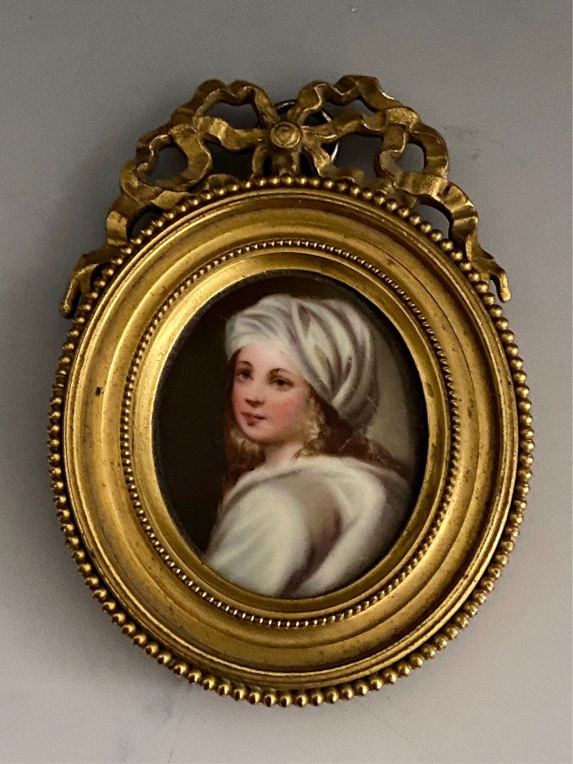 19TH C. GERMAN PORCELAIN PLAQUE IN A DORE BRONZE FRAME (1 of 1)